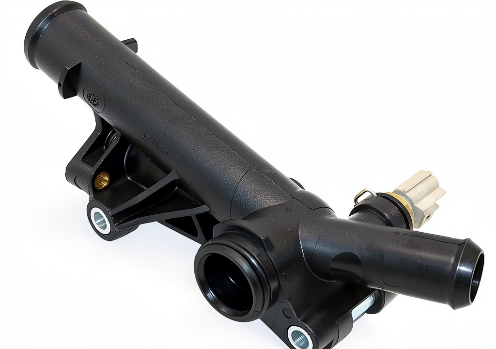 GXARTS titanium water outlet adapter installed on a Ford engine