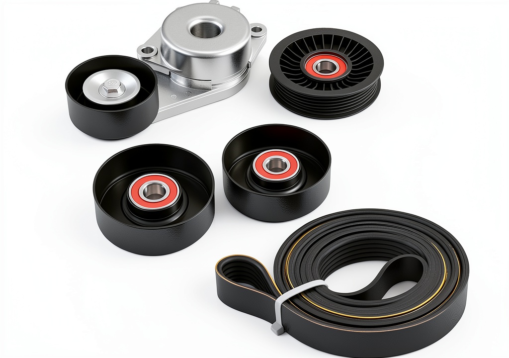 Installing JAVOUKA Drive Belt Kit for Ford F150, Explorer High Strength on a garage workbench